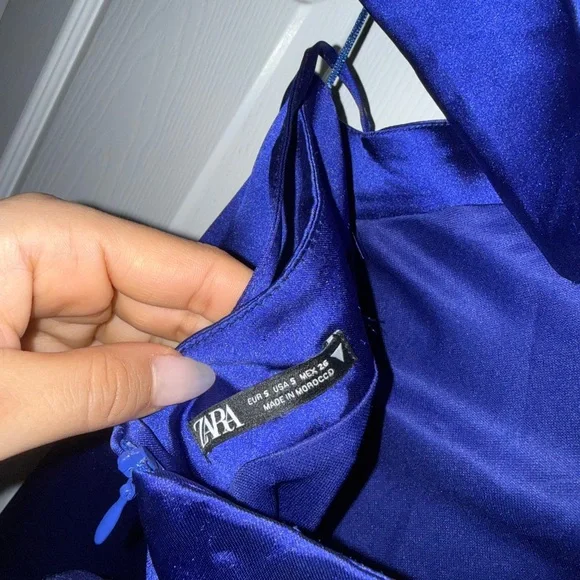 Royal Blue Satin Summer Cutout Slip Dress - Picture 5 of 5